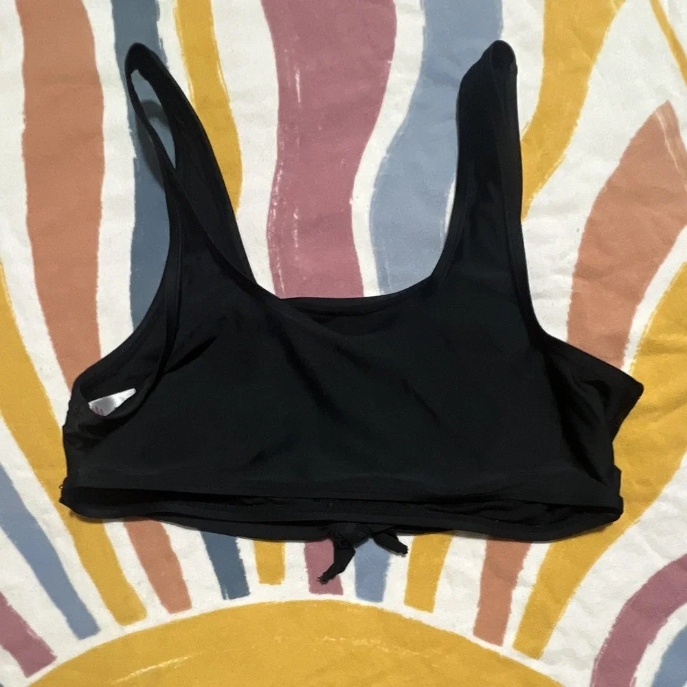 Justice Girls Bralette Swim Top Black Rainbow Logo Size 18 Polyester
